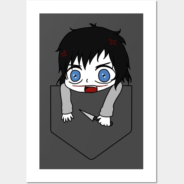 Pocket Jeff the killer Creepypasta Chibi Wall Art by LillyTheChibi